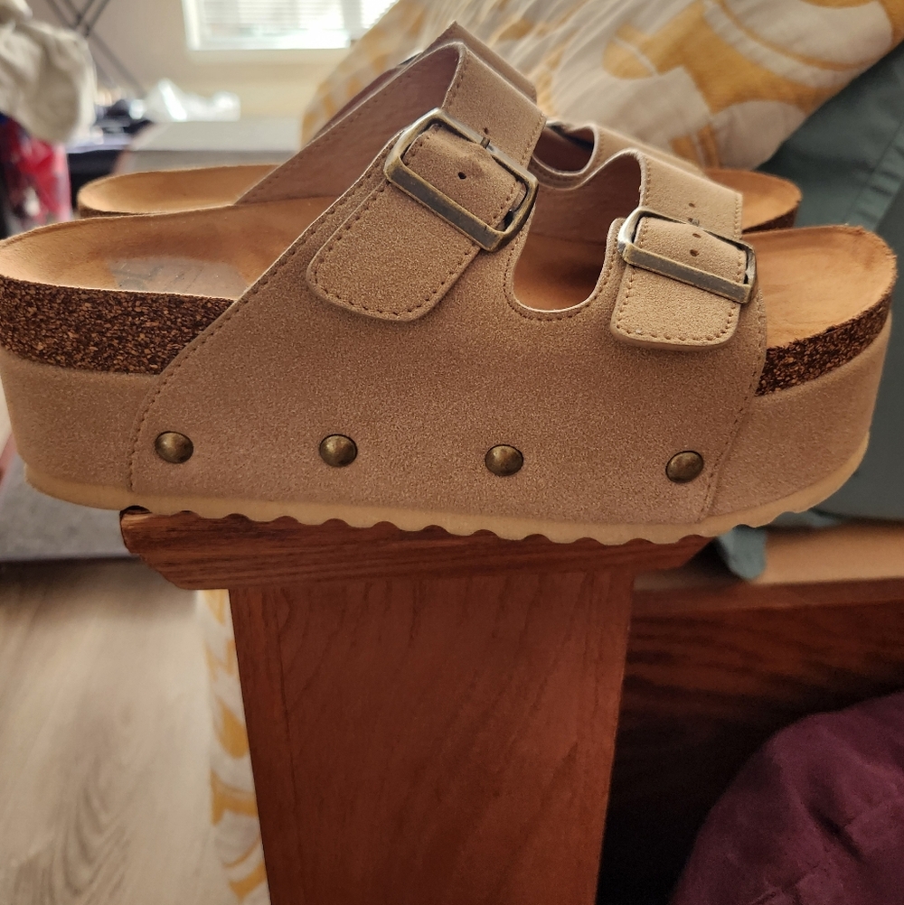 Platform Slide Buckle Sandals